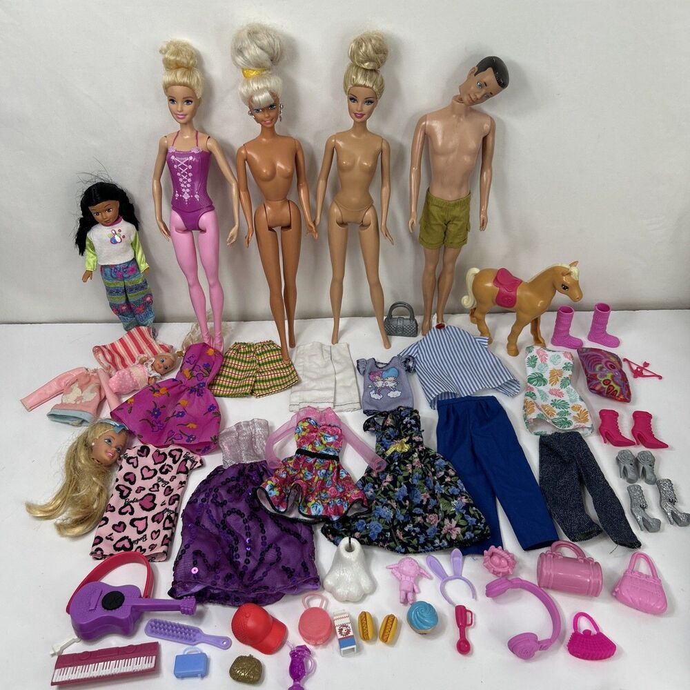 Barbie Ken Doll Lot Accessories Shoes Dress Weekend Fashion Handbag Guitar Food